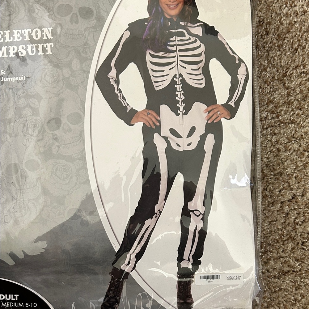Spirit Skeleton Jumpsuit Costume for woman with hoodie - Picture 2 of 4